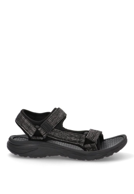 Sandalia de mujer MUSTANG 60804 negro textil  suela plana