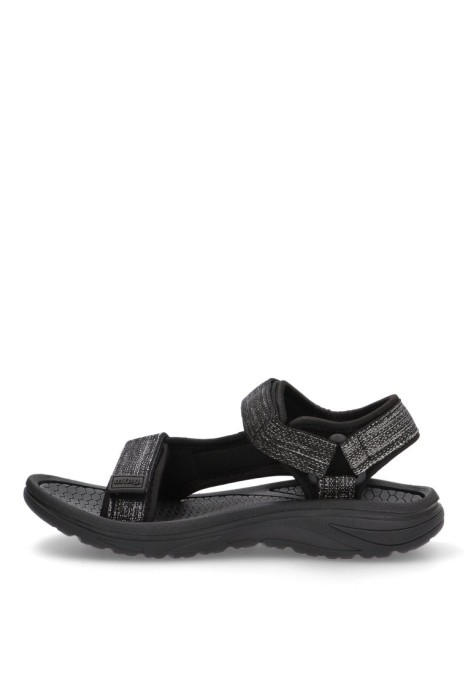 Sandalia de mujer MUSTANG 60804 negro textil  suela plana