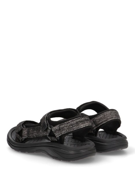 Sandalia de mujer MUSTANG 60804 negro textil  suela plana