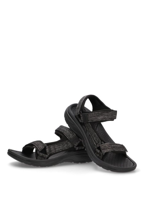 Sandalia de mujer MUSTANG 60804 negro textil  suela plana