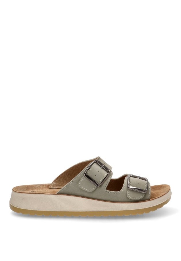 Sandalia de mujer MANLISA  s588-6542 verde sintetico suela plana