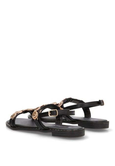 Sandalia de mujer STAY 60-2168 negro sintetico suela plana