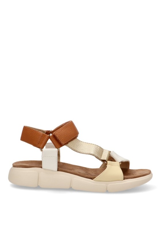 Sandalia de mujer Luna Collection ad-3269 oro sintetico suela plana