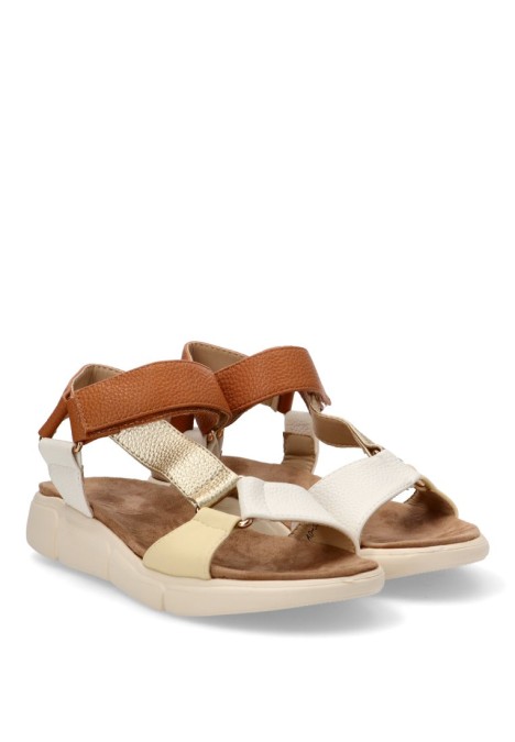 Sandalia de mujer Luna Collection ad-3269 oro sintetico suela plana
