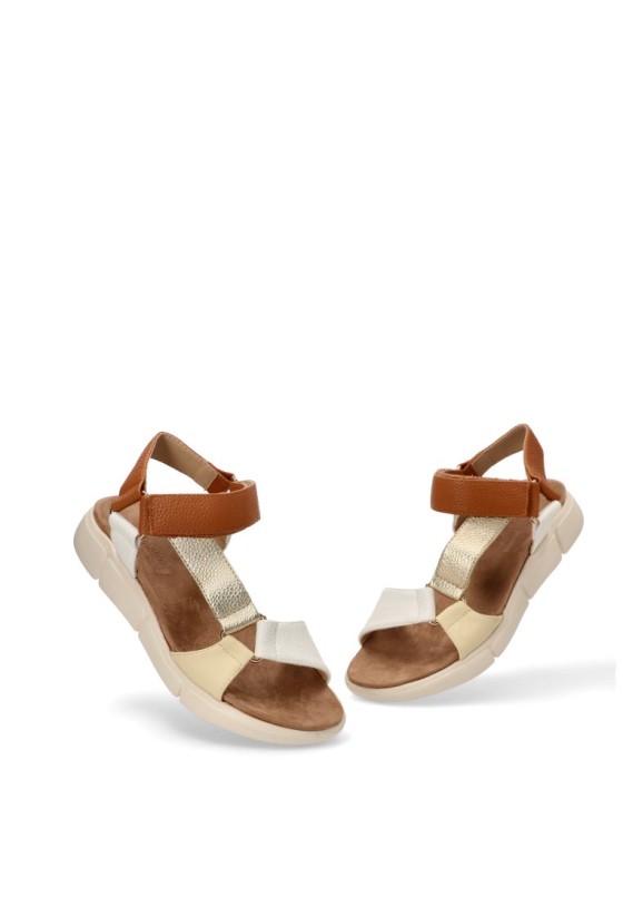 Sandalia de mujer Luna Collection ad-3269 oro sintetico suela plana
