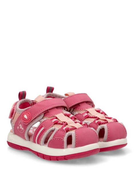 Sandalia de niña GARVALIN 252821 rosa textil  suela plana