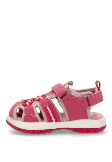 Sandalia de niña GARVALIN 252821 rosa textil  suela plana