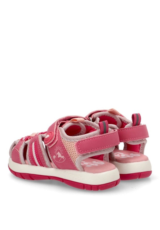 Sandalia de niña GARVALIN 252821 rosa textil  suela plana