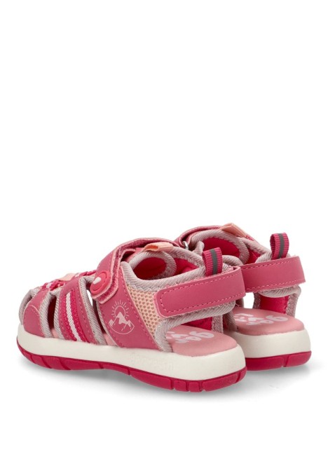 Sandalia de niña GARVALIN 252821 rosa textil  suela plana