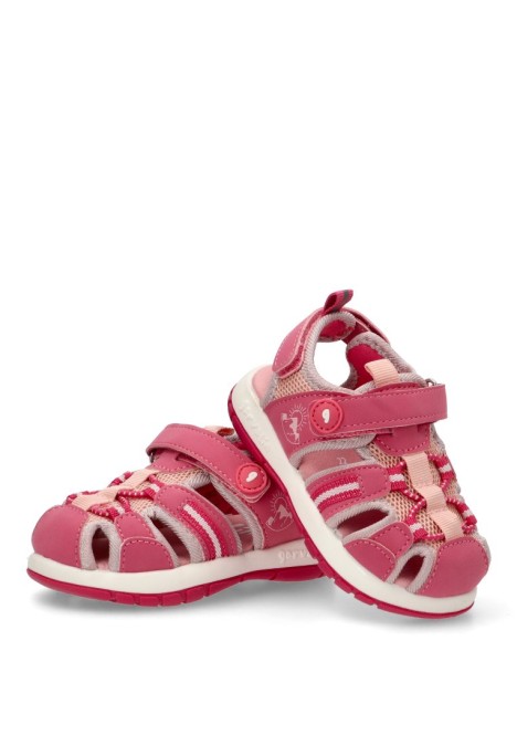Sandalia de niña GARVALIN 252821 rosa textil  suela plana