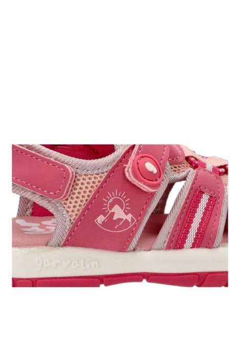 Sandalia de niña GARVALIN 252821 rosa textil  suela plana