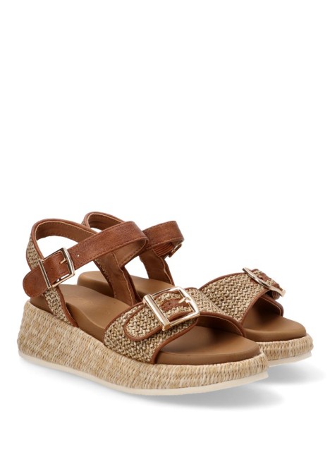 Sandalia de mujer STAY 25-2554 camel sintetico cuña media