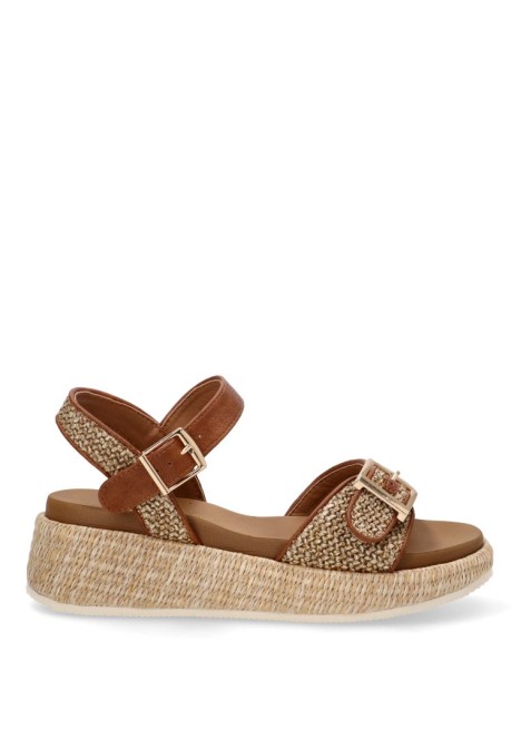 Sandalia de mujer STAY 25-2554 camel sintetico cuña media