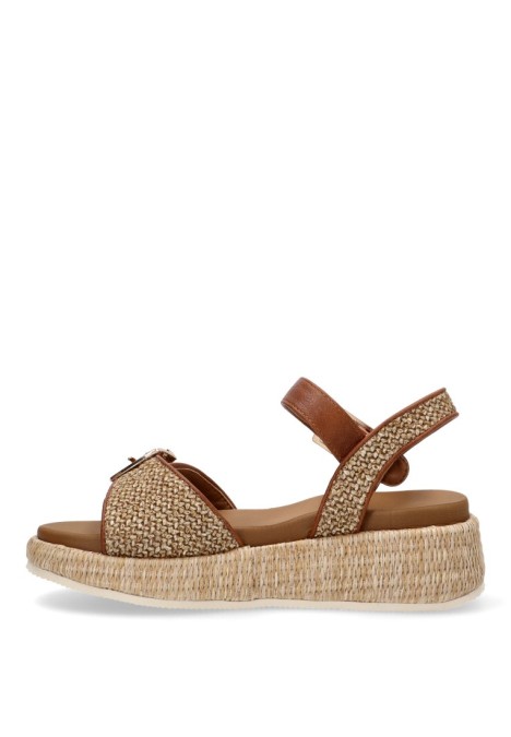 Sandalia de mujer STAY 25-2554 camel sintetico cuña media