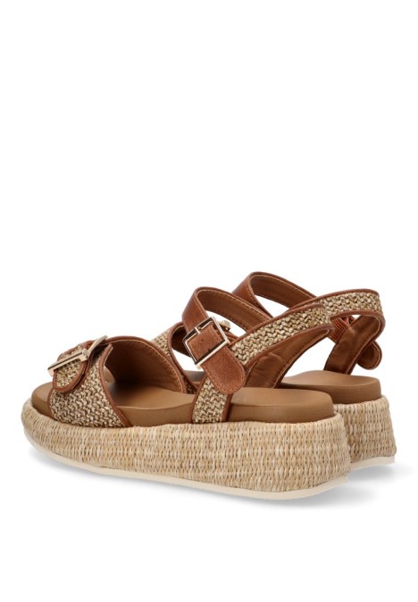 Sandalia de mujer STAY 25-2554 camel sintetico cuña media