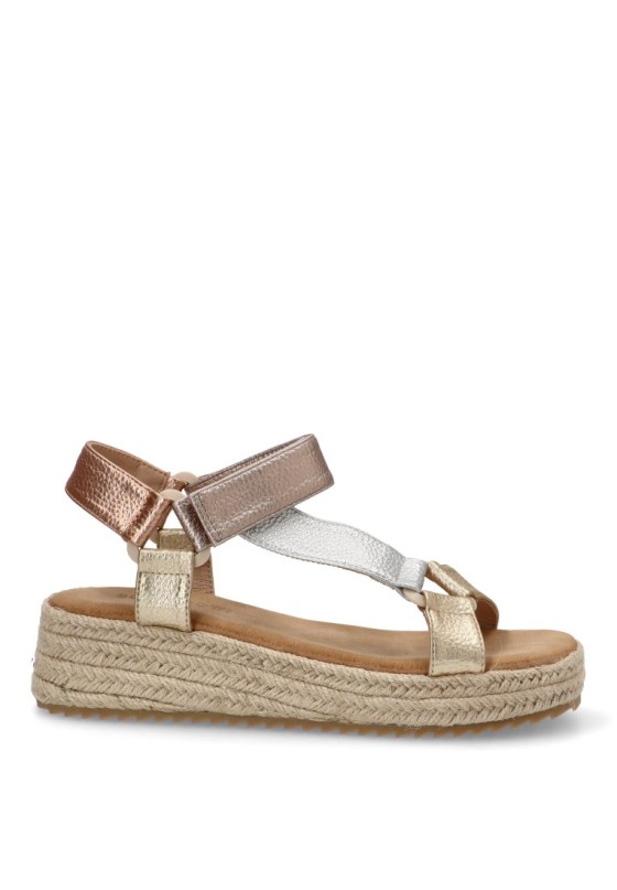Sandalia de mujer Luna Collection cf-3037 oro sintetico cuña media
