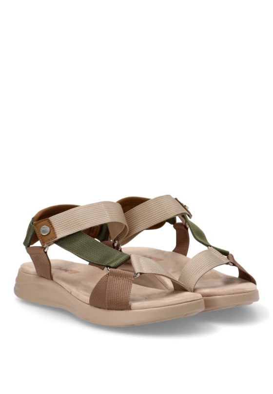 Sandalia de mujer VERABLUM vb510705 verde textil  suela plana
