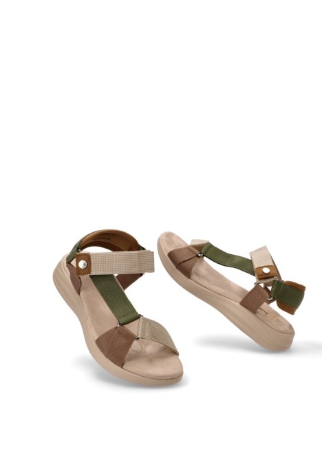 Sandalia de mujer VERABLUM vb510705 verde textil  suela plana