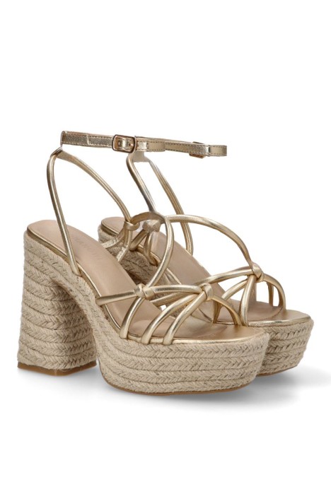 Sandalia de mujer BUONAROTTI cf-5080 oro sintetico tacón alto