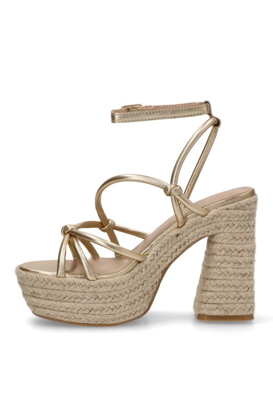 Sandalia de mujer BUONAROTTI cf-5080 oro sintetico tacón alto