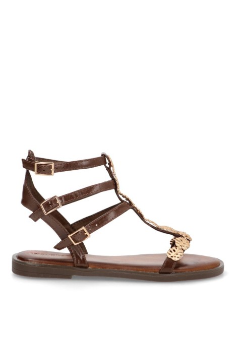 Sandalia de mujer Luna Collection aw-5202 marron sintetico suela plana