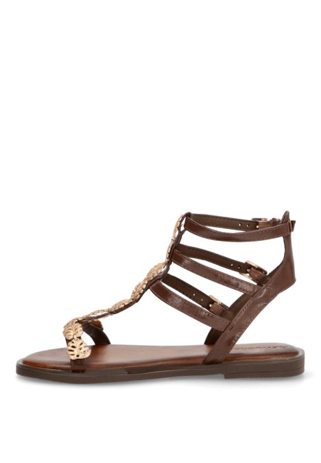 Sandalia de mujer Luna Collection aw-5202 marron sintetico suela plana