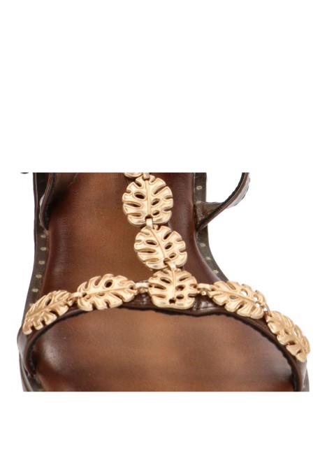 Sandalia de mujer Luna Collection aw-5202 marron sintetico suela plana