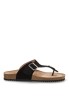 Sandalia negra de mujer Luna Collection N1AY-1618 en antelina con suela plana