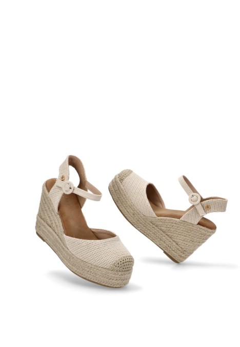 Alpargata de mujer Luna Collection cf-5243 beige textil  cuña alta