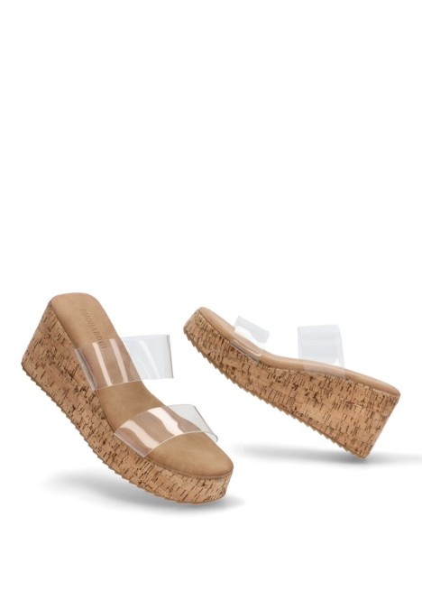 Sandalia de mujer Luna Collection a-5005 beige sintetico cuña media