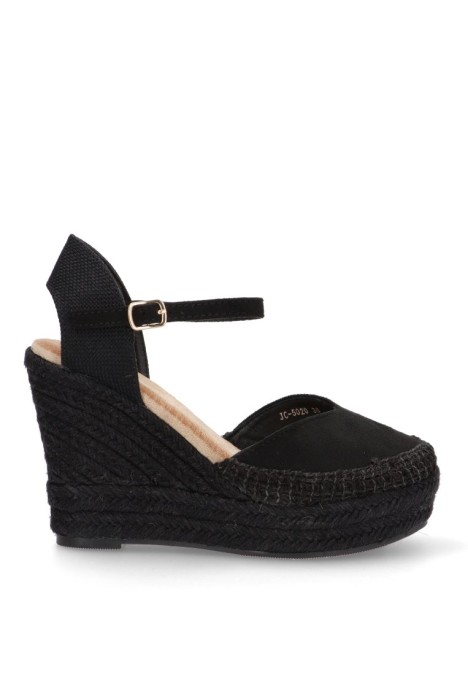 Alpargata de mujer Luna Collection jc-5020 negro sintetico cuña alta