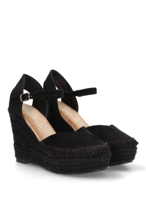 Alpargata de mujer Luna Collection jc-5020 negro sintetico cuña alta
