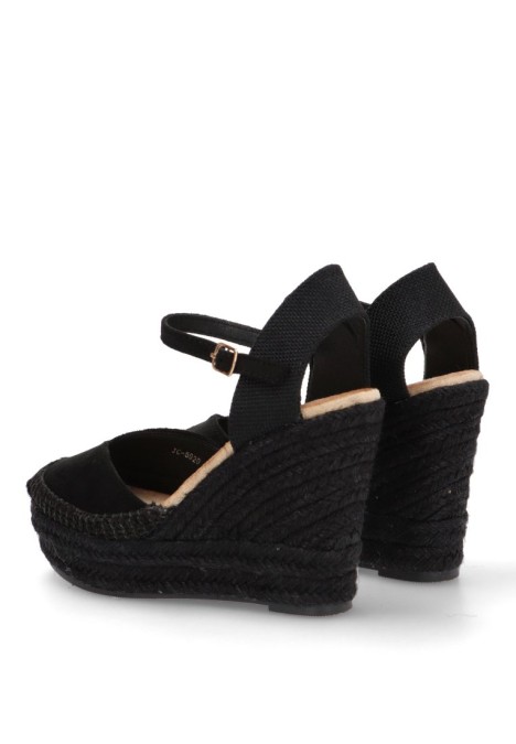 Alpargata de mujer Luna Collection jc-5020 negro sintetico cuña alta