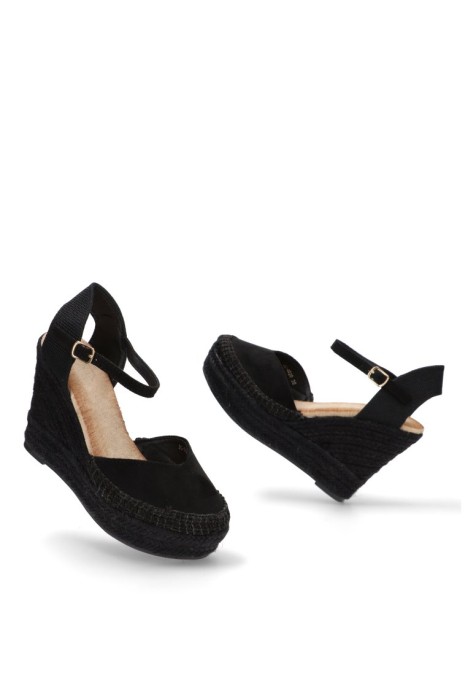 Alpargata de mujer Luna Collection jc-5020 negro sintetico cuña alta