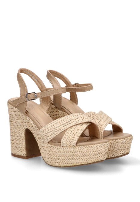 Sandalia de mujer SORAIA xh5t13 beige sintetico tacón alto