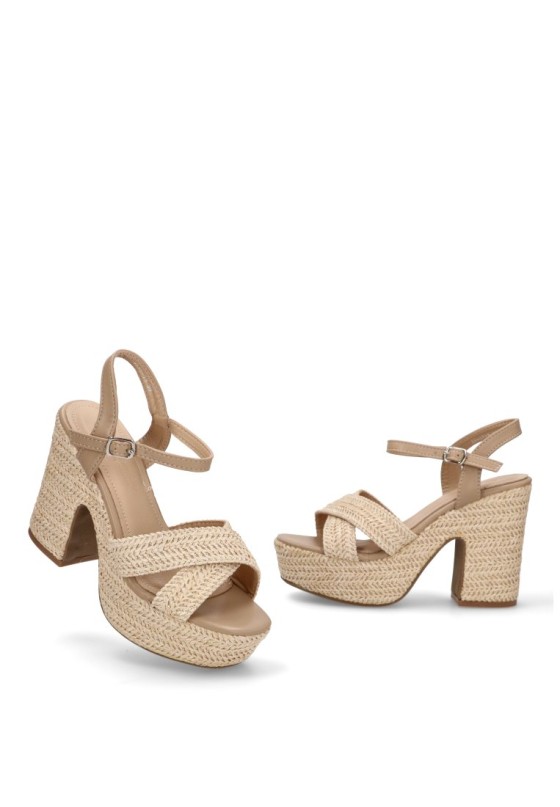 Sandalia de mujer SORAIA xh5t13 beige sintetico tacón alto