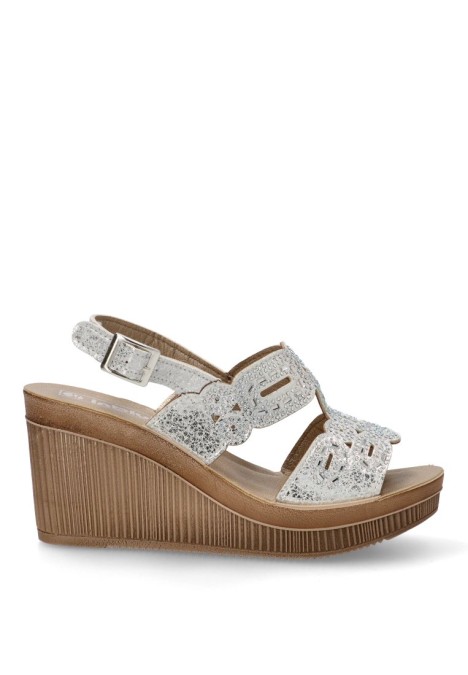 Sandalia de mujer Luna Collection as40 blanco sintetico cuña alta