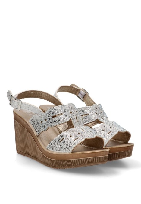 Sandalia de mujer Luna Collection as40 blanco sintetico cuña alta