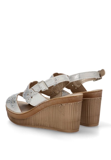 Sandalia de mujer Luna Collection as40 blanco sintetico cuña alta