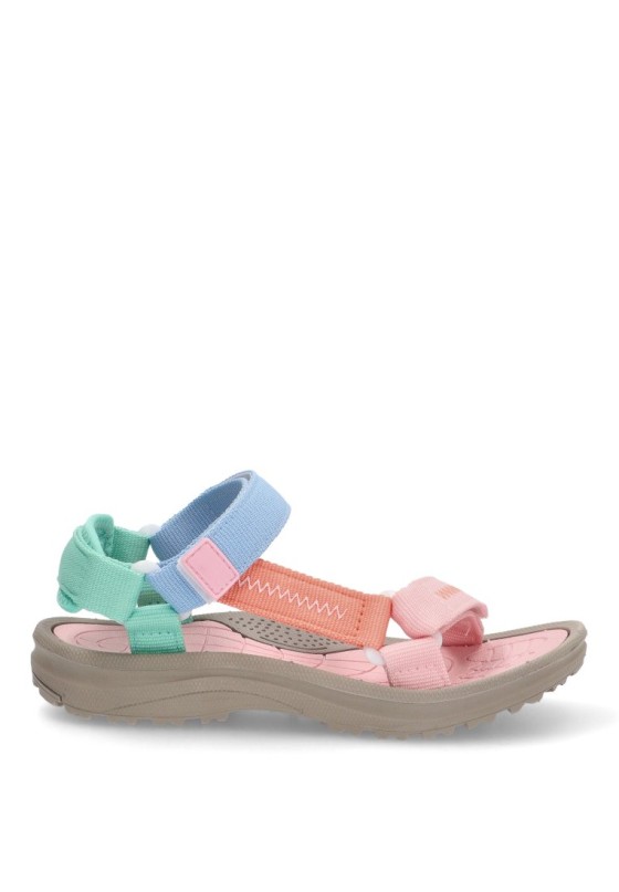 Sandalia de niña  5-s1720c multicolor textil  suela plana