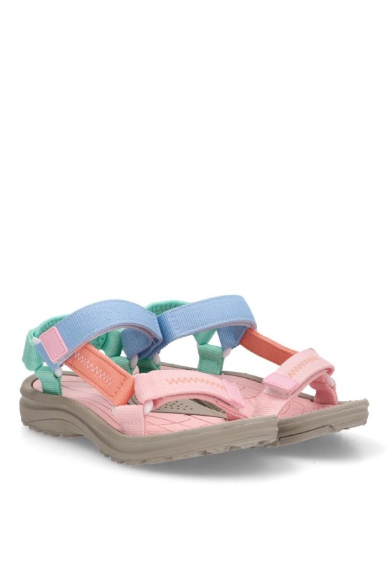 Sandalia de niña  5-s1720c multicolor textil  suela plana