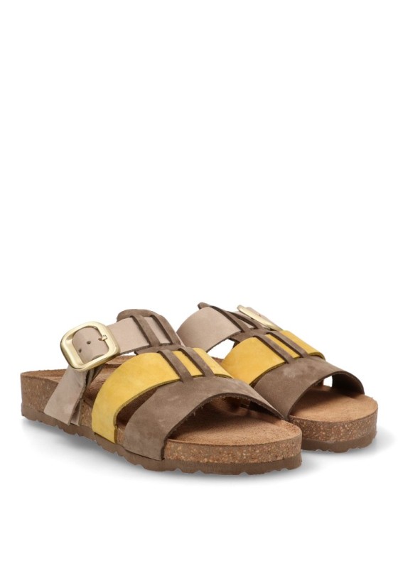 Sandalia de mujer  jerba-137 multicolor piel suela plana