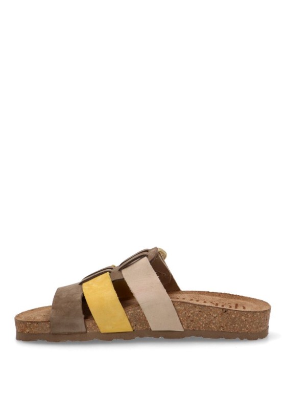 Sandalia de mujer  jerba-137 multicolor piel suela plana
