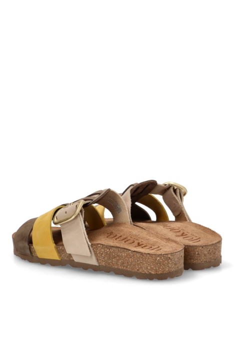 Sandalia de mujer  jerba-137 multicolor piel suela plana