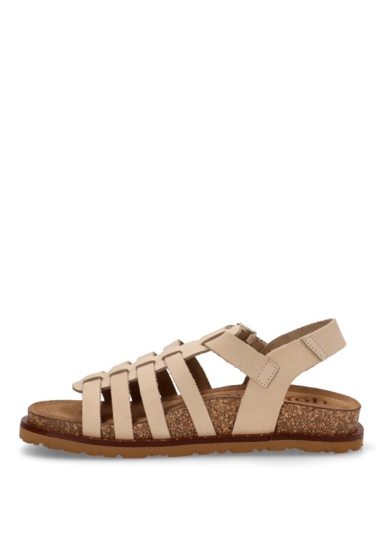 Sandalia de mujer  bolus-107 beige piel suela plana