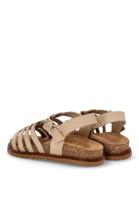 Sandalia de mujer  bolus-107 beige piel suela plana