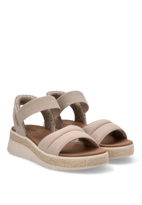 Sandalia de mujer SKECHERS 114413 taupe textil  cuña media