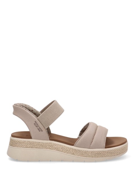 Sandalia de mujer SKECHERS 114413 taupe textil  cuña media