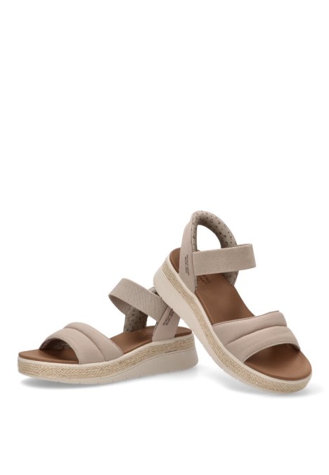 Sandalia de mujer SKECHERS 114413 taupe textil  cuña media