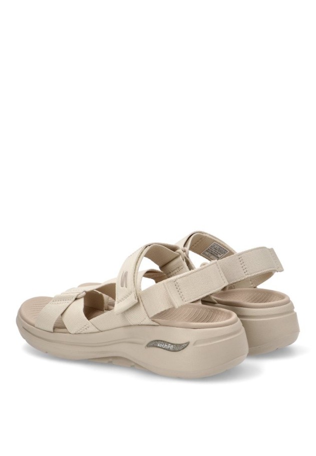 Sandalia de mujer SKECHERS 140808 natural textil  suela plana
